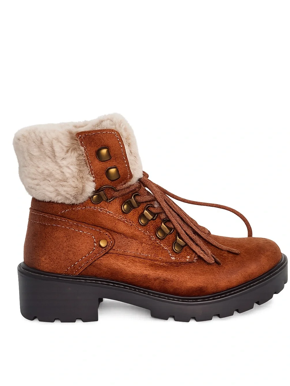 White Mountain Deserve Faux Fur Lace-Up Hiking Boots Women’s Size 6